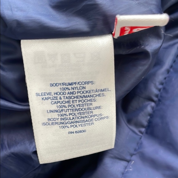 Lands End Blue Toggle Knit Puffer Coat with Removable Hood - Picture 9 of 9